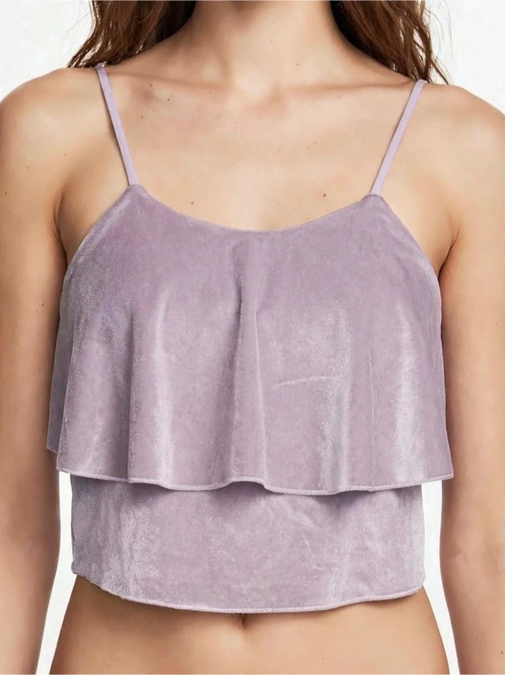 An other story Ruffle Crop Cami in Purple Size Medium Like New